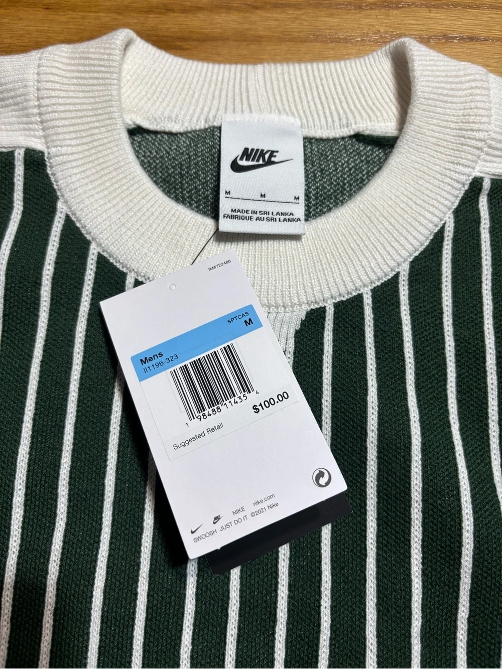 Nike Sweater Sportswear Club Jersey Crew Neck Green Men's sz Medium NEW!!